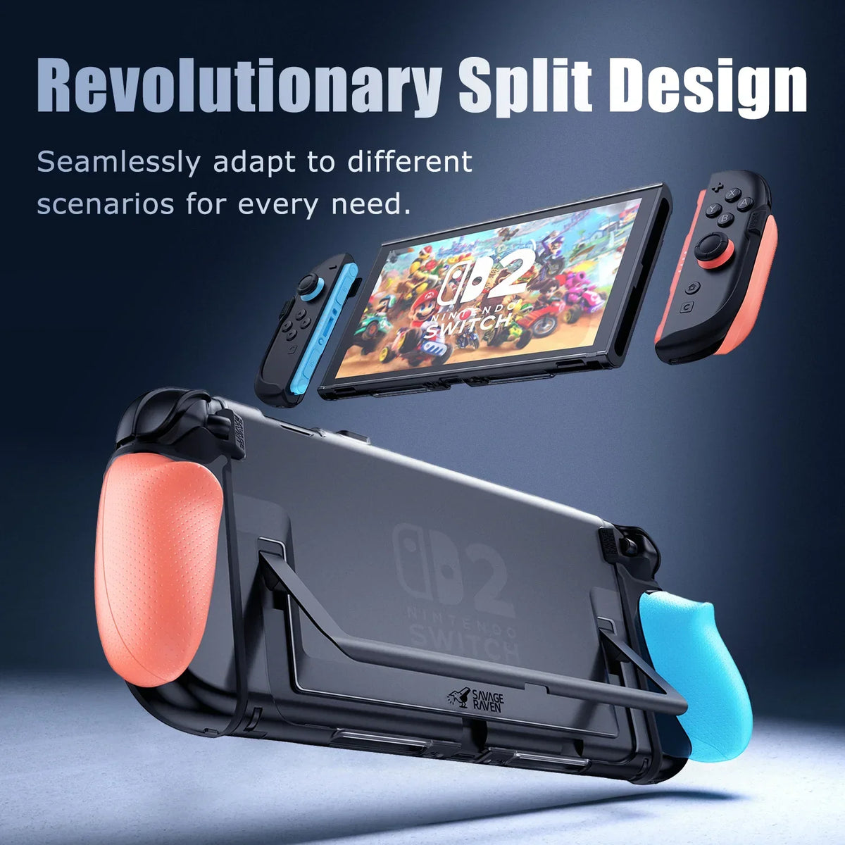 Savage Raven by Skull & Co. FissionGrip Bundle Dockable Split Protective Case MaxCarry Case for Nintendo Switch 2