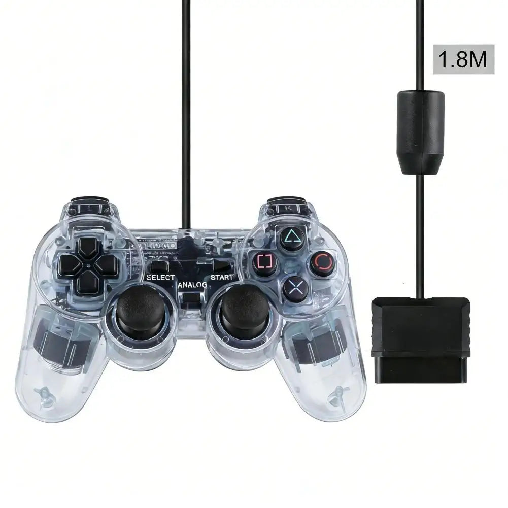 Wired Gamepad Controller for PS1/PS2/PS2 Slim Console Transparent Dual Motor Vibration Joypad Joystick Gaming Accessories