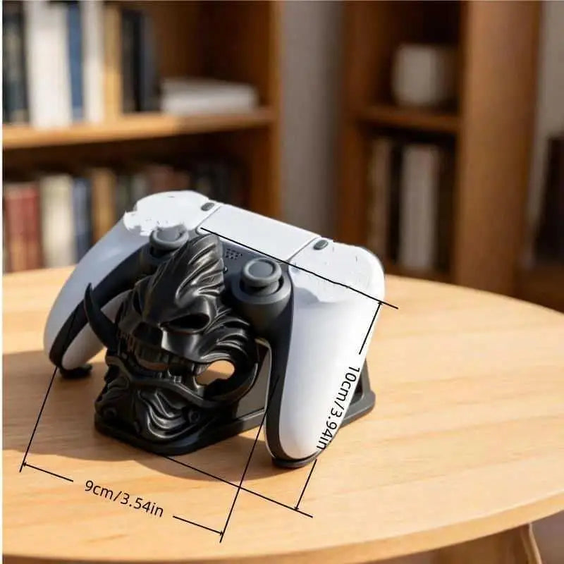 3D Printing Game Controller Base Samurai Oni Mask Shaped Desktop Display Stand For Game Console And PC Decoration