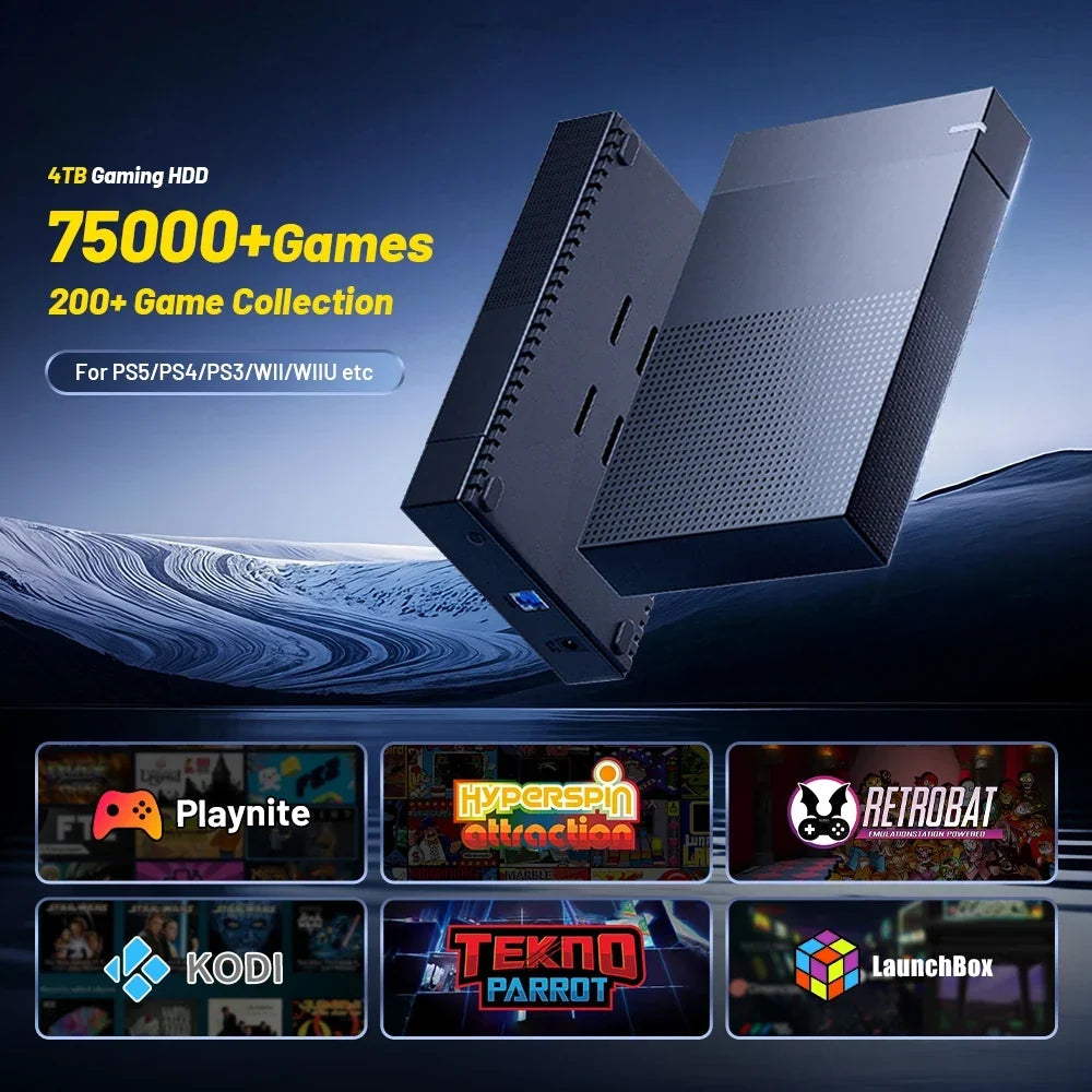 KINHANK 4TB Retro Gaming HDD, 75000+ Games, PS2-PS5 Emulators