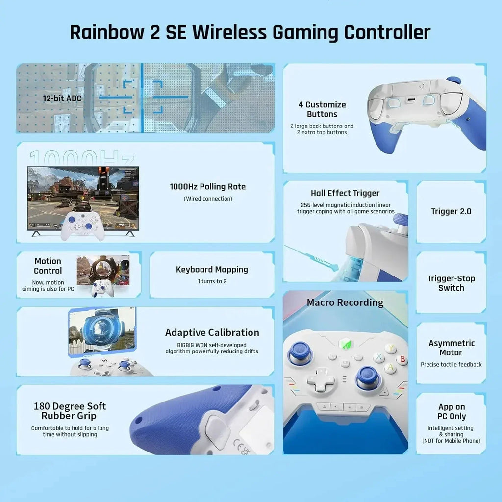 BIGBIG WON Rainbow2 SE/PRO Wireless Gamepad, Hall Effect