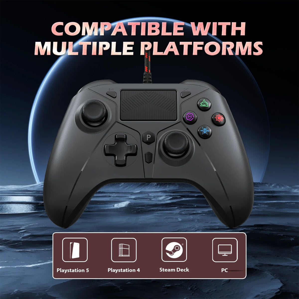 Bonadget Gamepad For PS5/ps4 Console Wire Controller With Turbo Touchpad Hall Trigger, Vibration Headphone Function Game
