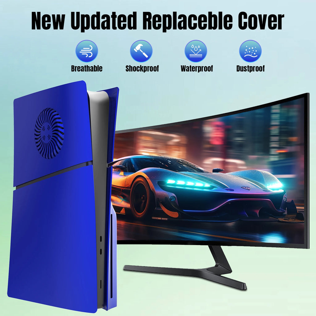 Face Plates for PS5 Slim with Cooling Vents Anti-Scratch Slim Cover Premium ABS Replacement Shell for PS5 Slim Disc Version