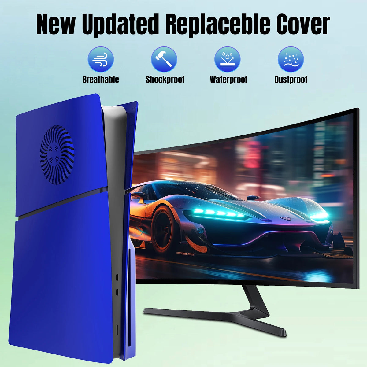 Face Plates for PS5 Slim with Cooling Vents Anti-Scratch Slim Cover Premium ABS Replacement Shell for PS5 Slim Disc Version