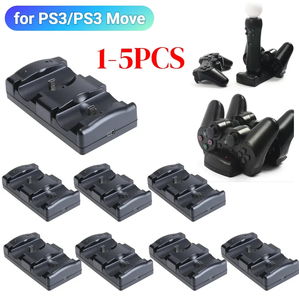 Game Controller Charging Station Professional Charging Cradle Dock Station for PS3/PS3 Move Wireless Controller