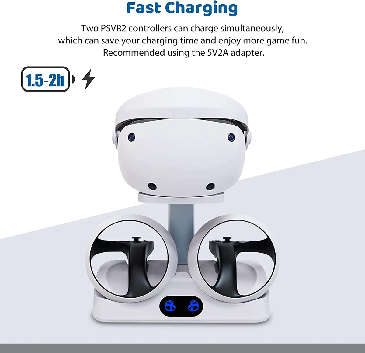 Charging Station Base for PSVR2 Controller VR Headset Display Stand Dual Handle Charge for PS VR2 Playstation VR2 Accessories