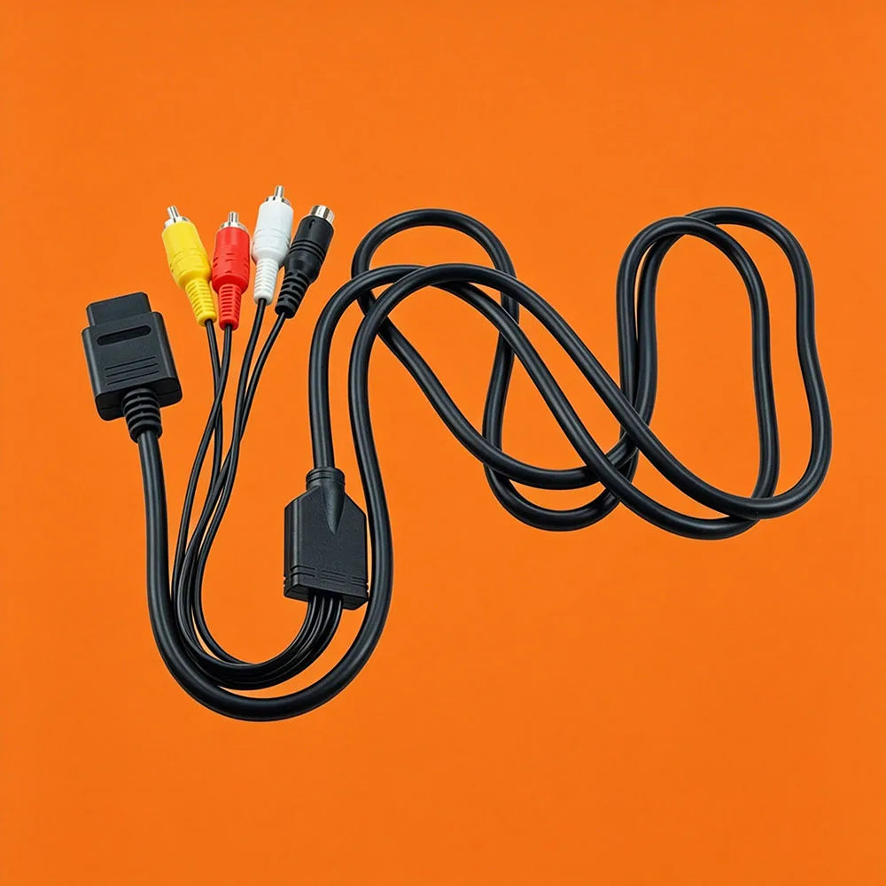 For Nintendo 64 N64 SNES SFC NGC Black AV Composite S-Video RCA Video HD TV Cable 1.8m