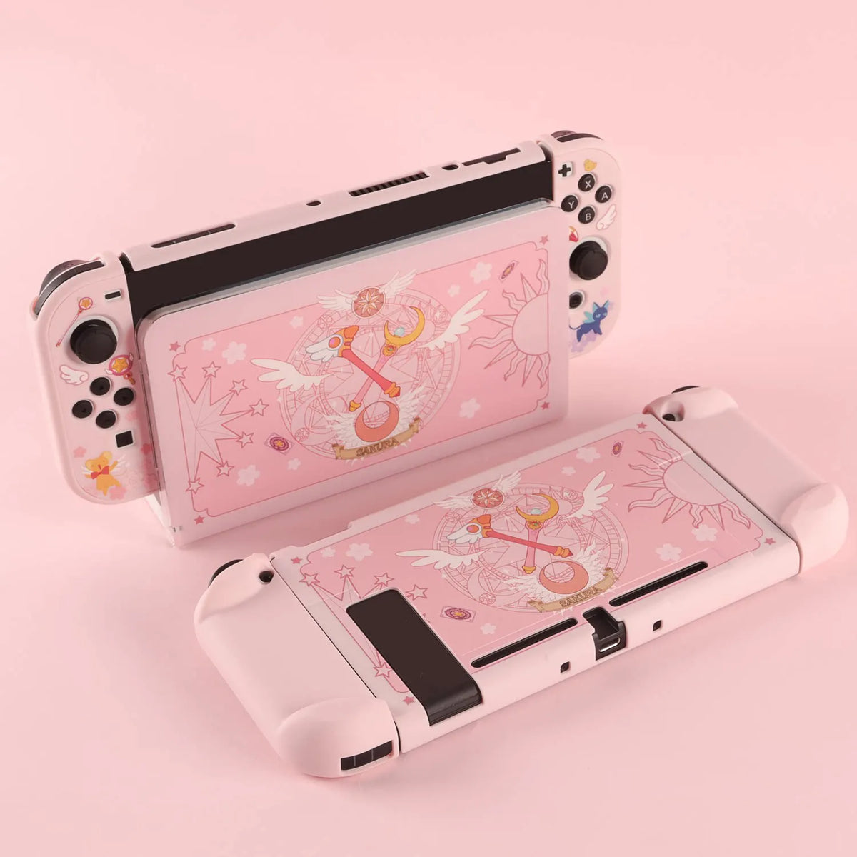 Sakura Series Protective Shell Dock Cover Carrying Case Thumb Grip Caps For Switch Switch Oled Switch Lite Ns Pink Toy Gift