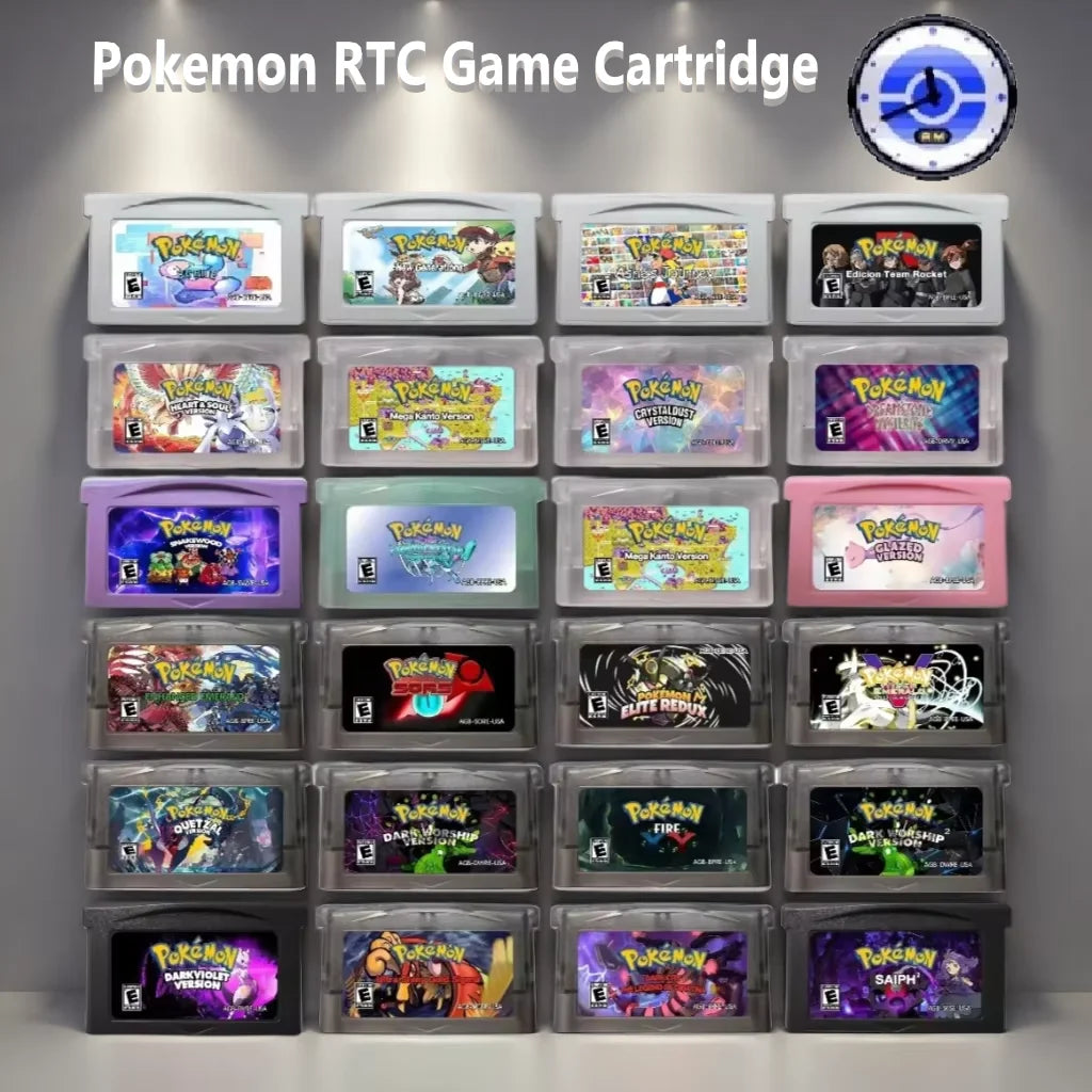 Pokémon GBA RTC Reproduction Cartridge, English Game Versions