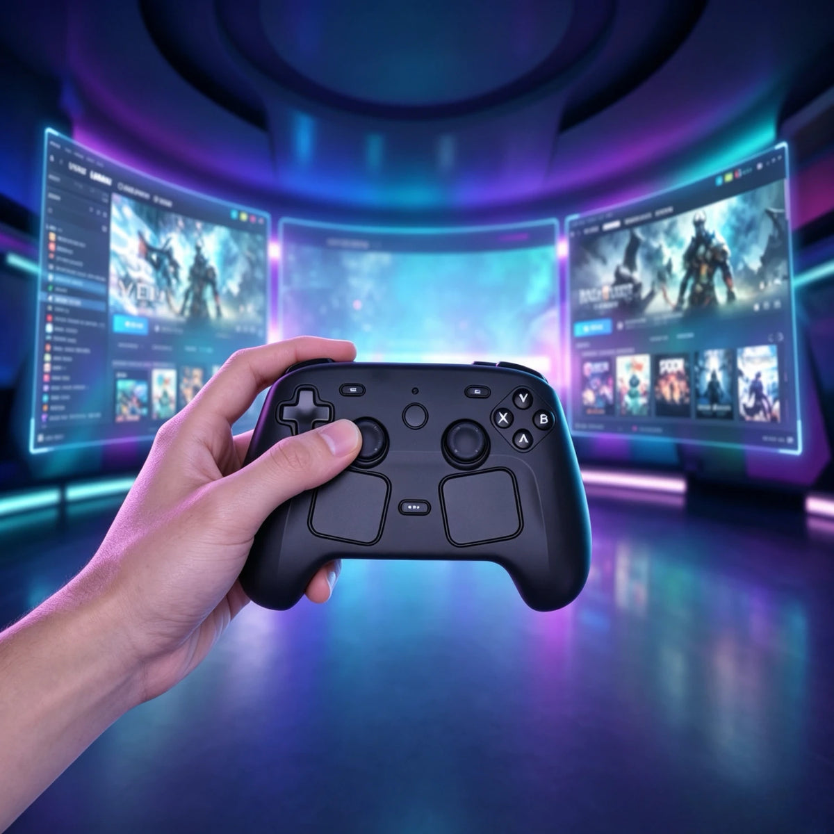 Silicone Case for Steam Controller 2 – Full Coverage Skin with 2 Thumb Caps, Anti-Slip, Dust-Proof, Precision Cutouts
