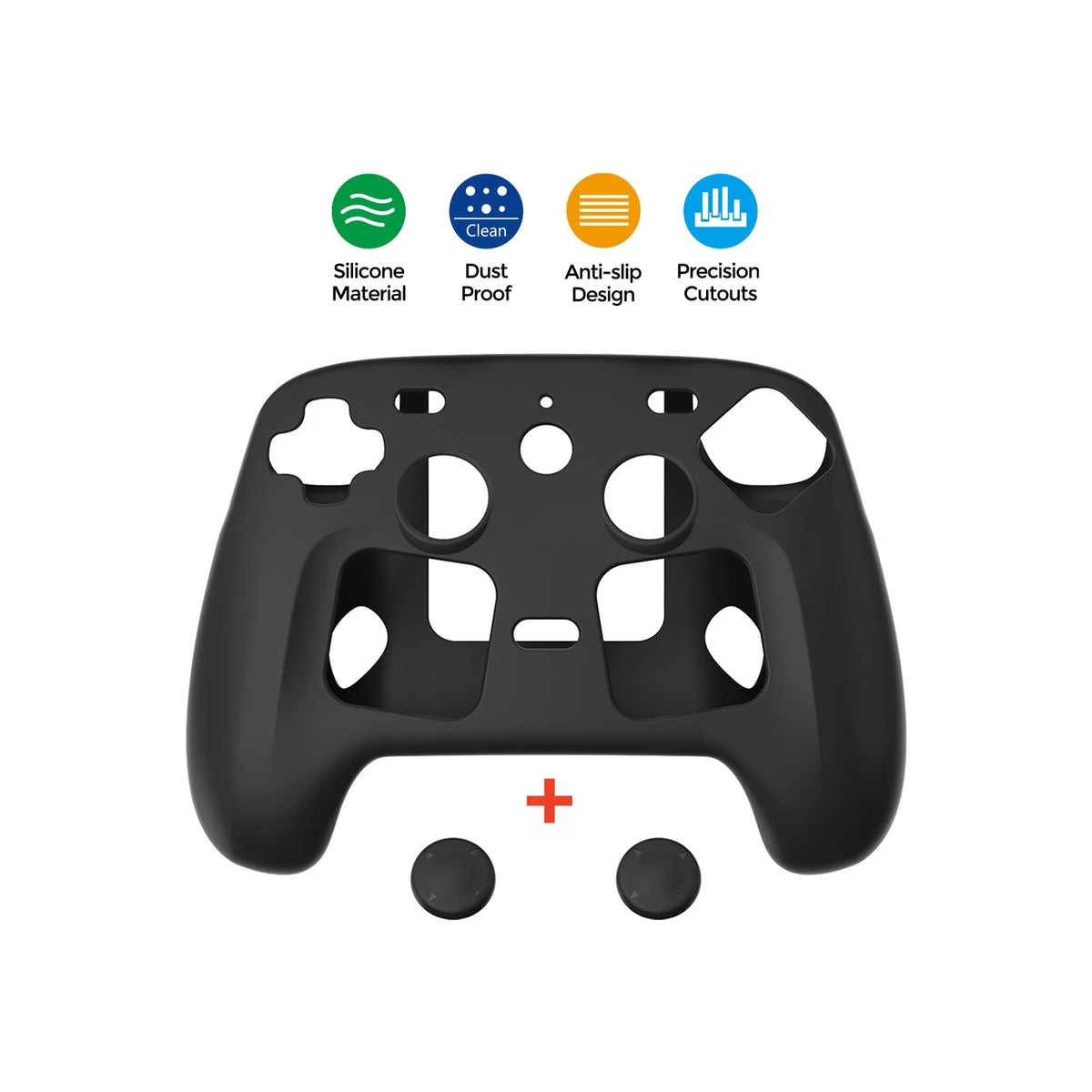 Silicone Case for Steam Controller 2 – Full Coverage Skin with 2 Thumb Caps, Anti-Slip, Dust-Proof, Precision Cutouts