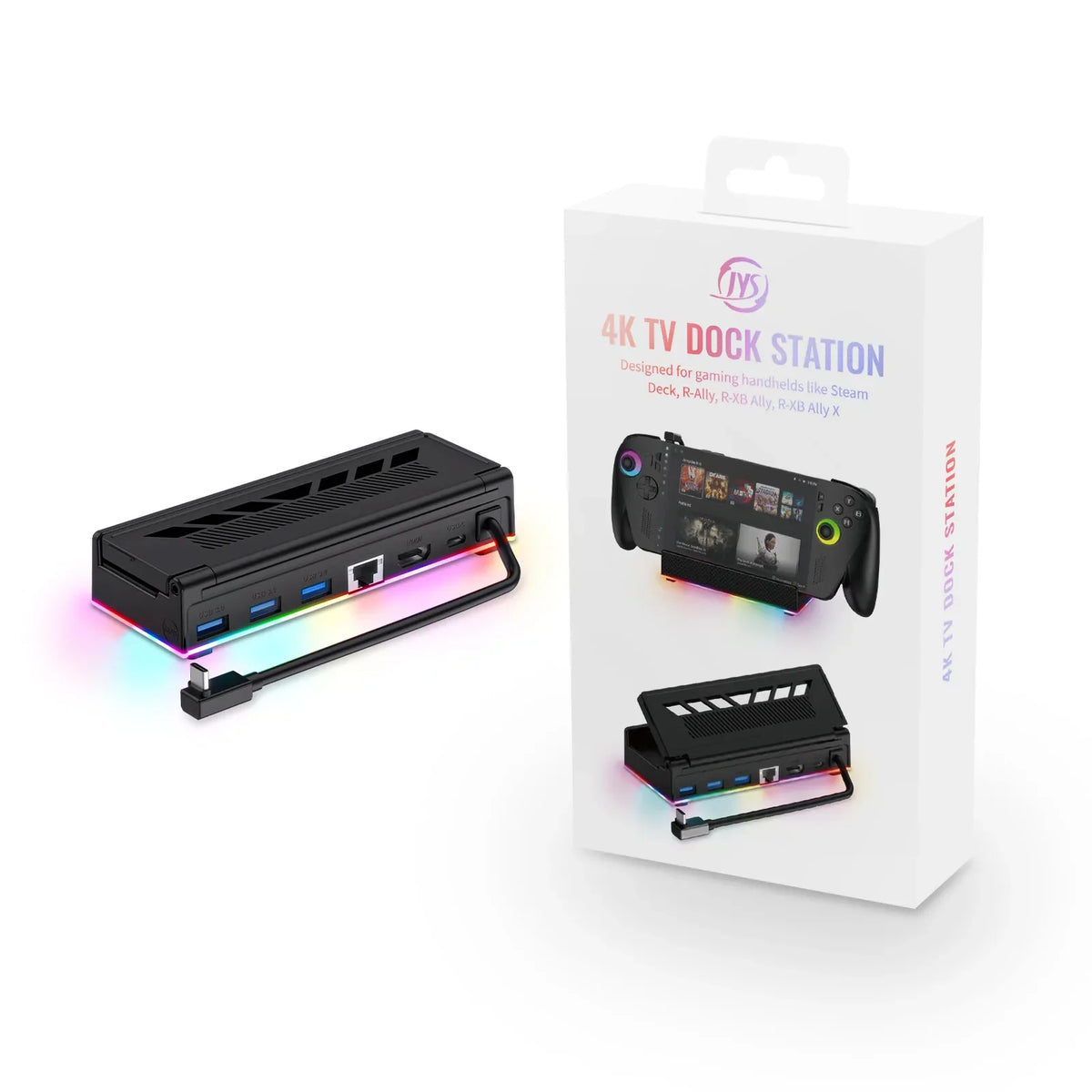 Controller Stand Extension Dock 4k 120hz Video Out 2 1 1000mbps Lan Port 100w Usb C Pd Rgb Dock Station For Rog Ally Steam Deck