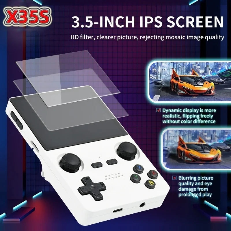 Powkiddy X35s Retro Handheld Game Console 3.5 Inch Ips Vertical Screen Rk3556 Chip Hall Joystick Powkiddy Os For Home Travel
