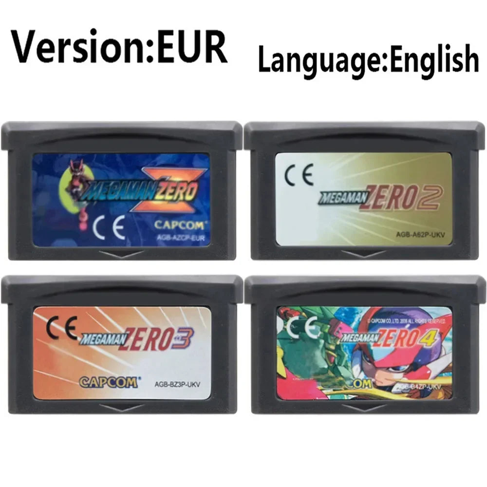 Mega Man GBA Games Cartridge 32 Bit Video Game Console Card Mega Man Zero 1 2 3 4 Red Sun Blue Moon for GBA SP