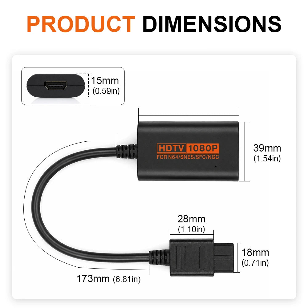 LinkRetro 1080P HDTV Adapter S-vdieo Composite Input Plug and Play Video Audio Converter for NGC N64 SNES SFC Game Console