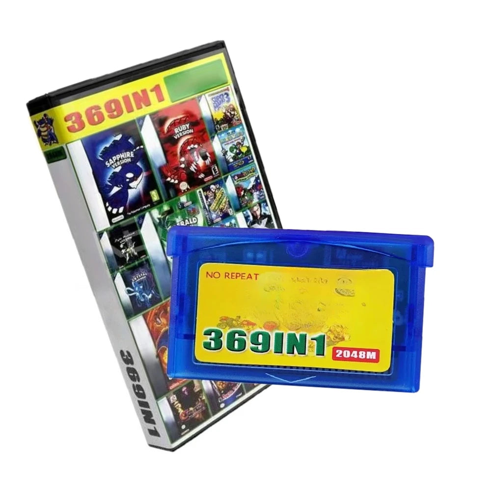 369 in 1 GBA Game Cartridge 32-Bit Retro Game Combo Card with English Software Ideal Holiday Gift for Kids