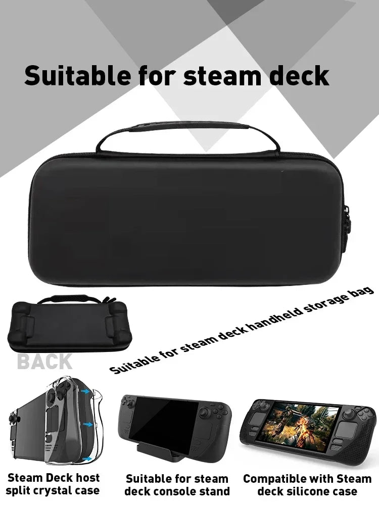Portable Storage Bag + Crystal Shell + Tempered Glass + Dock Stand + Silicone Case for Steam Deck Accessories
