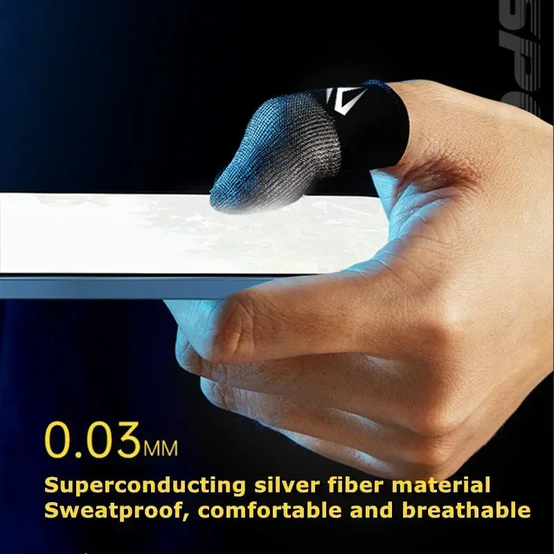 1/2 Pairs Mobile PUBG Game Silver Fiber Fingertip Gloves Sweatproof Anti-slip Touch Screen Gaming Breathable Finger Sleeve Cover