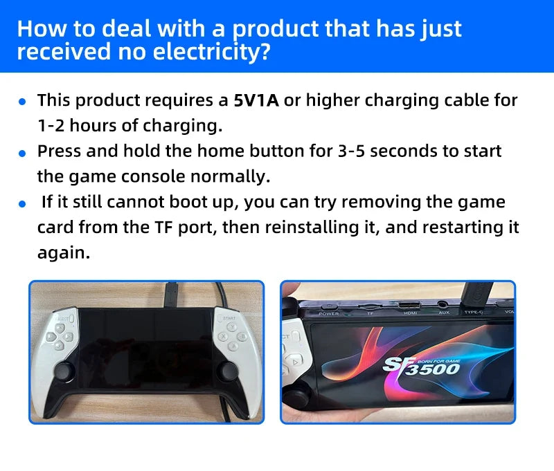 New SF3500 Handheld Game Console, 5-Inch IPS Large Screen Portable Game Console, Built-In 20000+ Games, Supports TV Output