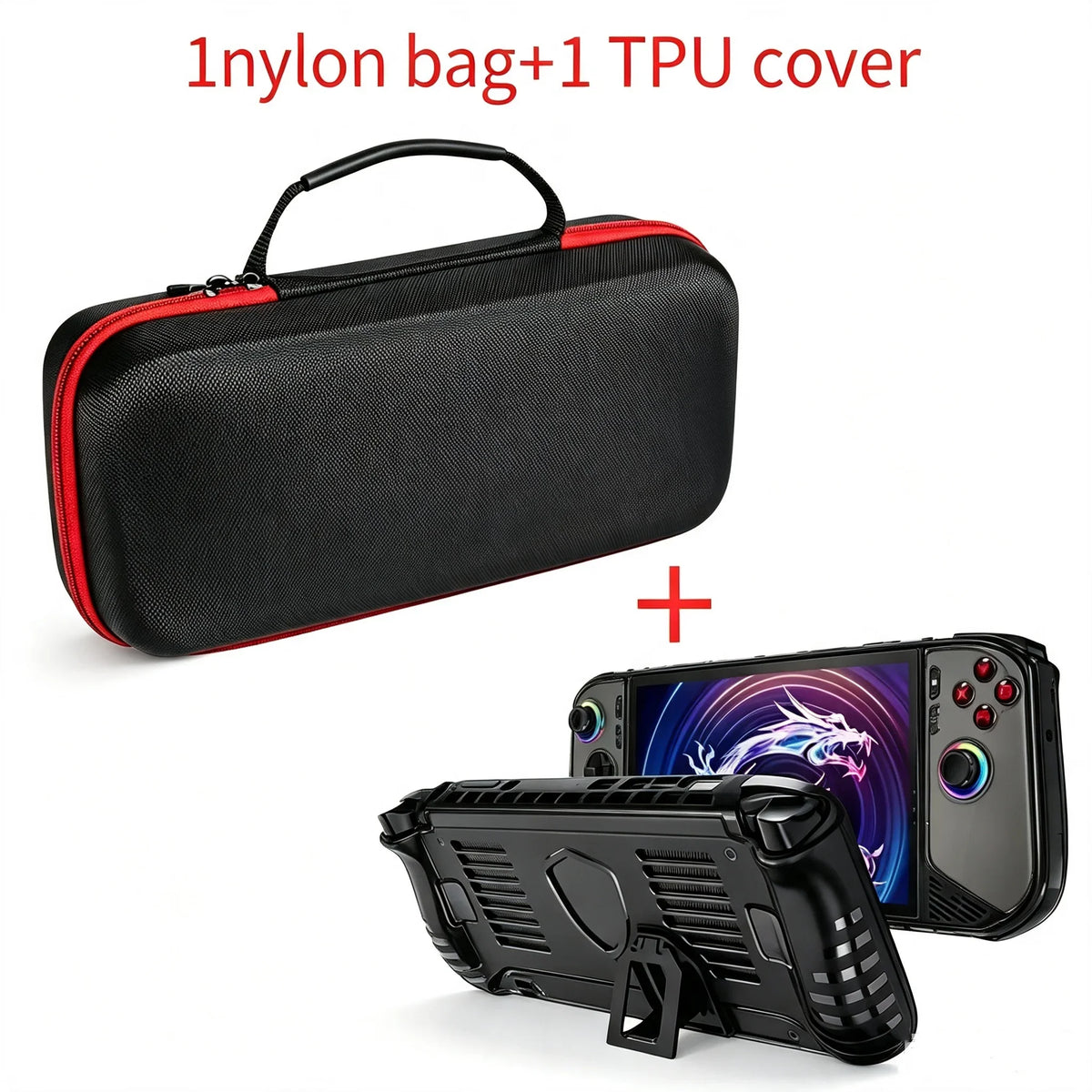 Shockproof Nylon Carry Bag TPU Protective Cover For MSI Claw 8 AI+ Handheld Game Console Portable Storage Hard Case Kickstand