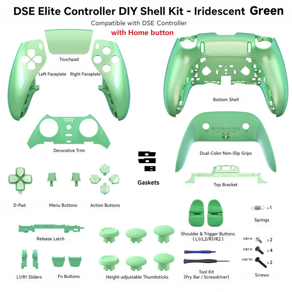 Suitable for PS5 Edge controller full-wrap shell, with buttons, touchpad cover, joystick cap, shoulder buttons, FN button, HOME