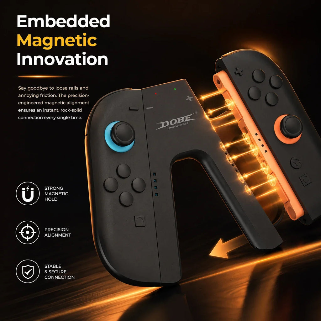 DOBE Charging Grip for Nintendo Switch 2 Controller - Ergonomic Handle with Type-C Charging, Play While Charging, Official Store