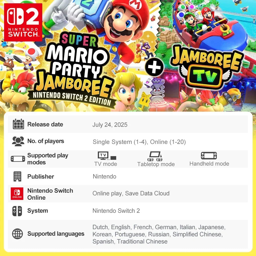 Nintendo Switch 2 Super Mario Party Jamboree+Jamboree TV Juegos Games Deals 100% Official Physical Game Card Multiplayer Game