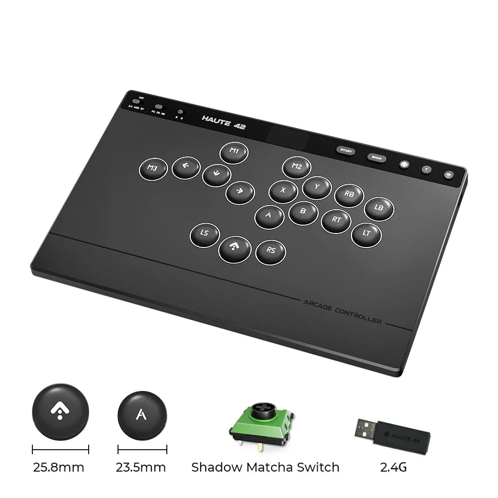 Haute42 W-P1 Tri Mode 2.4G Wireless Touch Screen Leverless Hitbox Controller For PC/PS4/PS5/Switch Stickless Arcade Controller