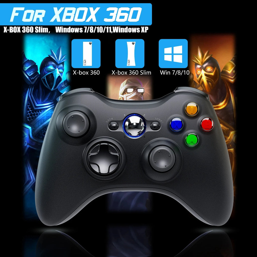 GAMROMBO Game Controller For Xbox 360/Slim/PC Console Wireless/Wired Gamepad W/Ergonomic Grip Upgraded No Drift Gaming Joystick