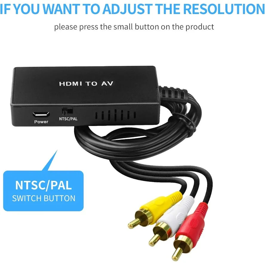 HDMI to AV RCA Converter with PAL and NTSC Support