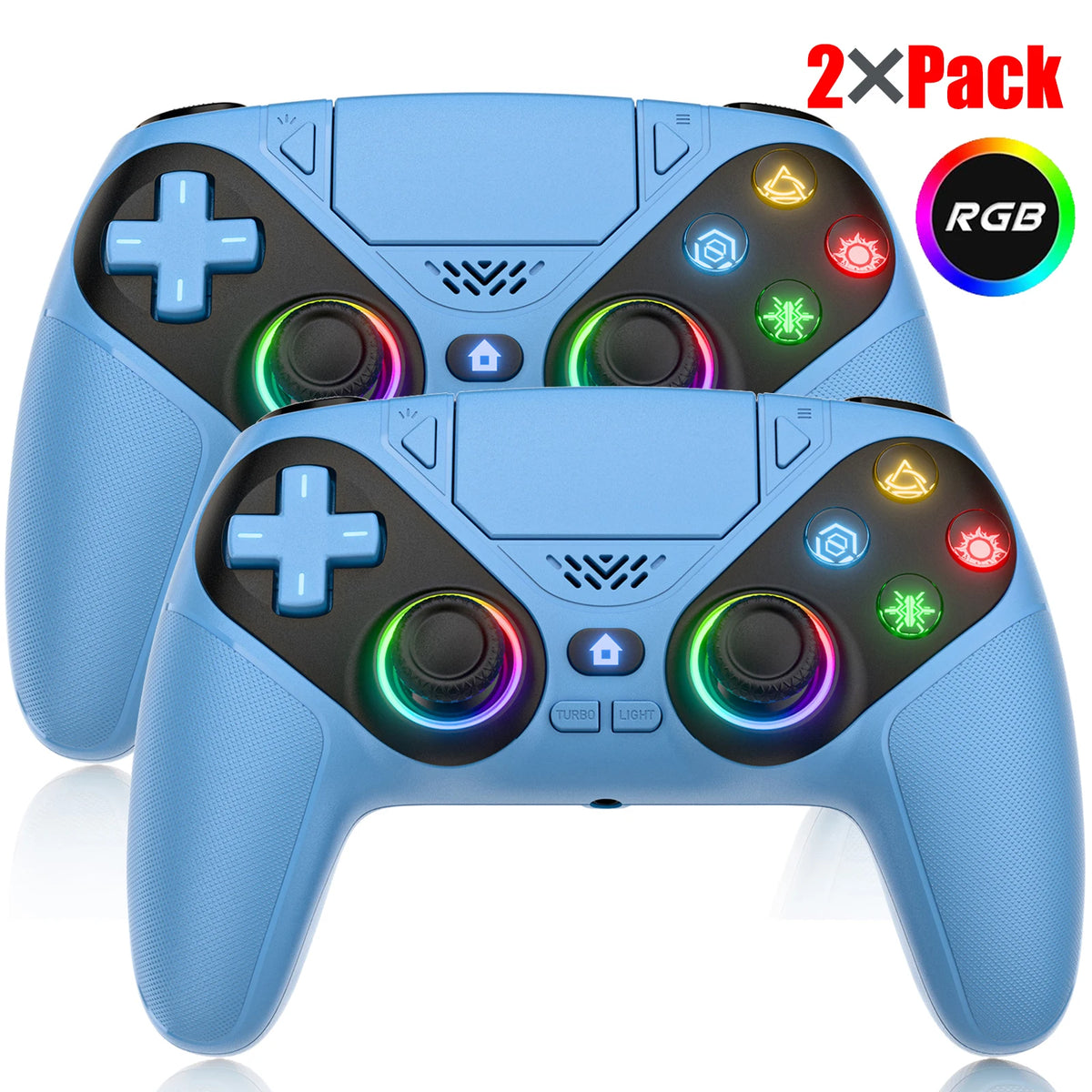 Controller For Playstation 5 PS5/PS5 Pro/Slim/PC,RGB Wireless BT Game Joystick Hall Effect 6 Axis Gyro Dual Shock Turbo Gamepads