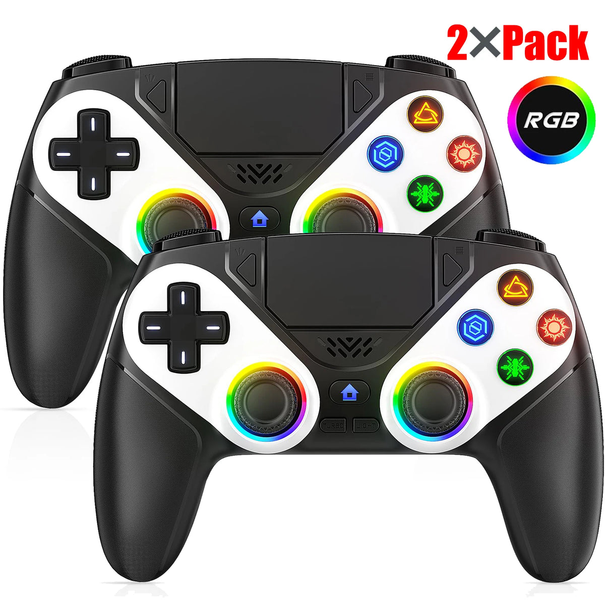 Controller For Playstation 5 PS5/PS5 Pro/Slim/PC,RGB Wireless BT Game Joystick Hall Effect 6 Axis Gyro Dual Shock Turbo Gamepads