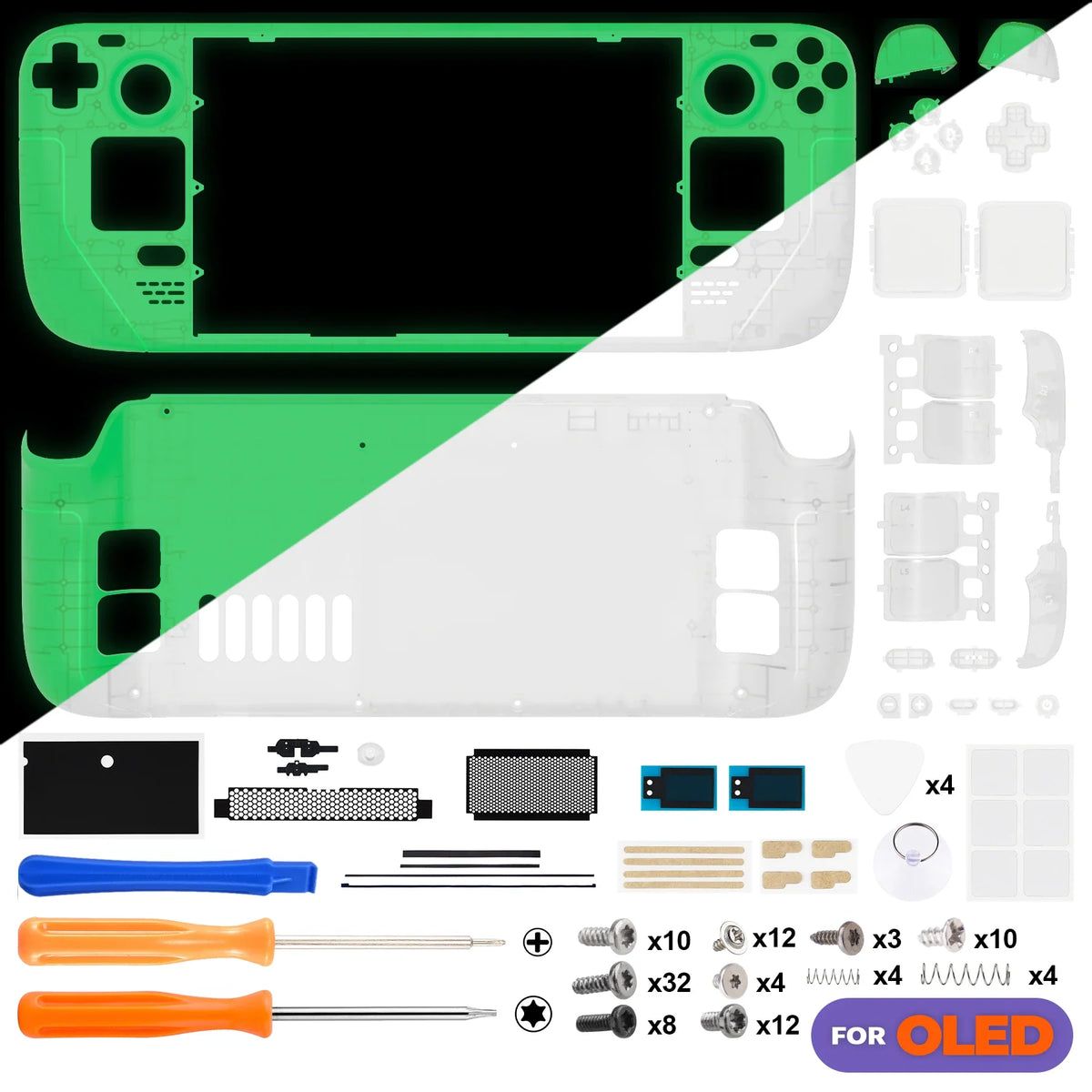 eXtremeRate Steam Deck Clear DIY Shell, LCD or OLED