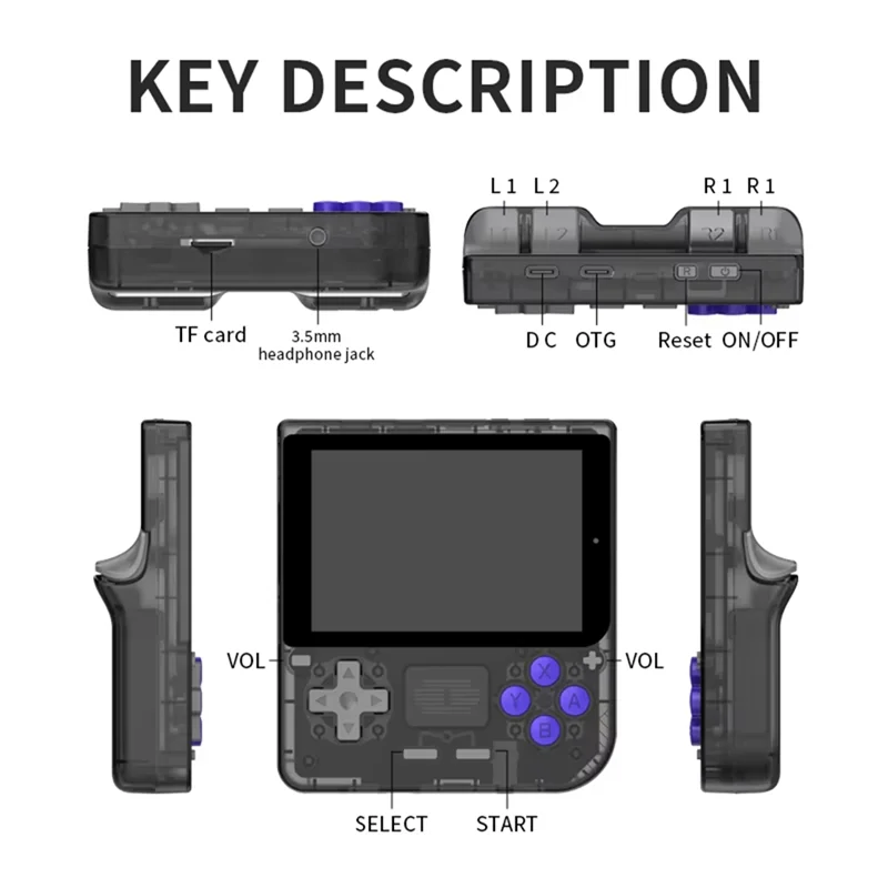 ABSY V10 Retro Handheld Game Console Linux, Supports 3D Emulators