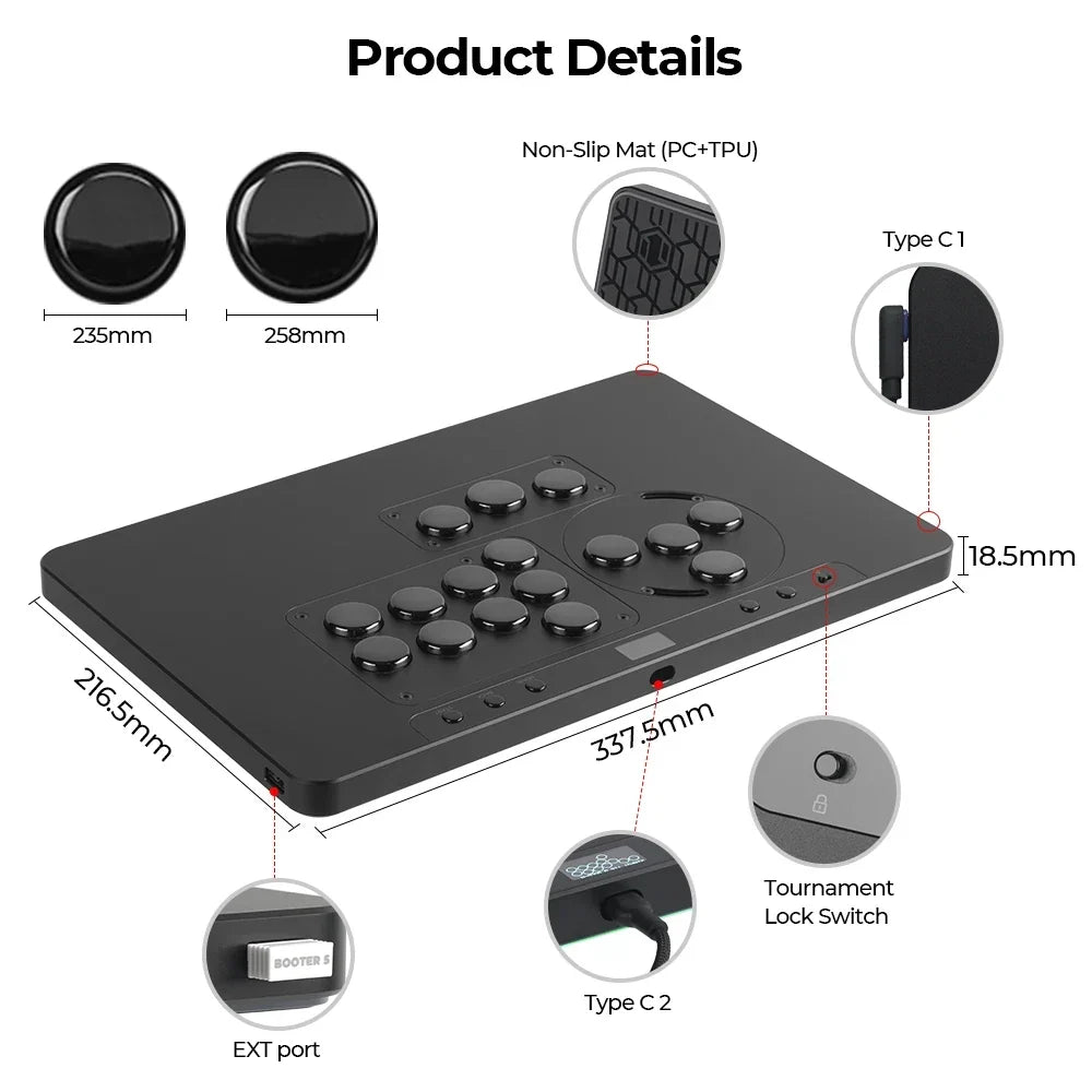 Haute42-COSMOX X Series Leverless Controller Replaceable Module Joystick Keyboard Arcade For PC/ Ps4 / Ps5 Switch Steam Hitbox