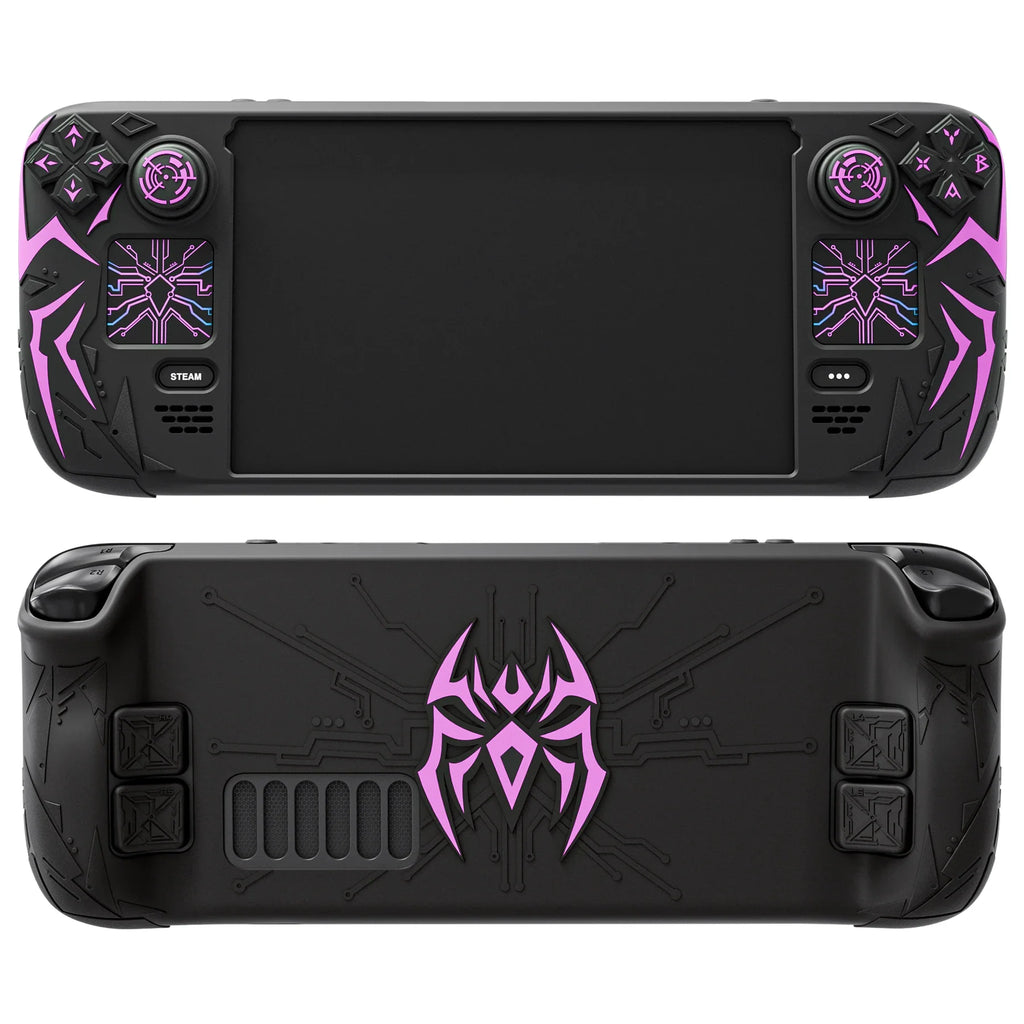 PlayVital Cyber Spider Silicone Case for Steam Deck OLED/LCD, Anti-Slip Grip Cover with Back Button Enhancements,Protective Skin