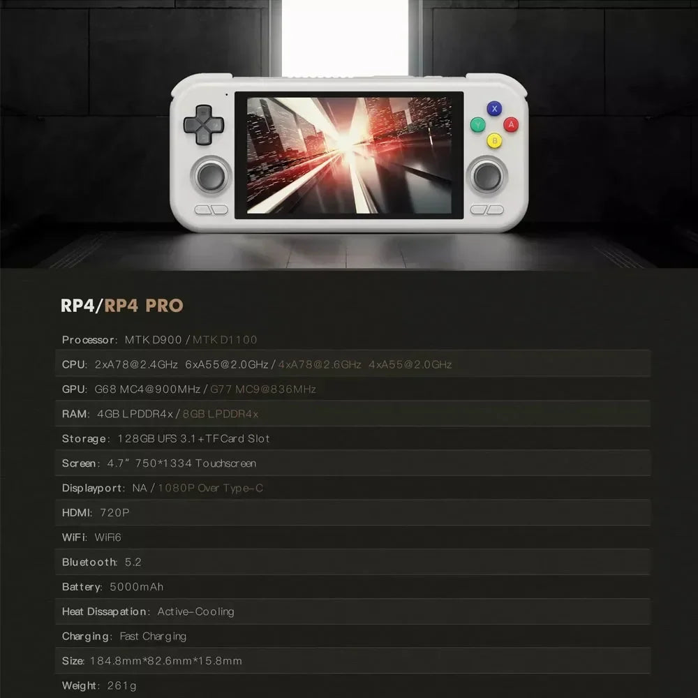 Retroid Pocket 4 Pro Handheld Console 4.7-Inch Touch Screen 8GB