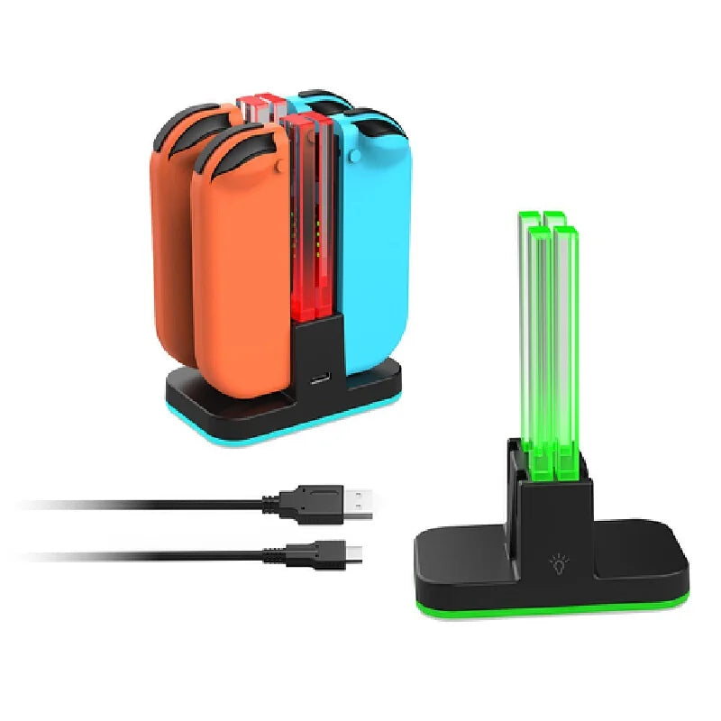 Switch Game Accessories Joy Con Charging Dock For Switch Oled Rgb Light 4 Slots Fast Charging Stand Holder With Led Indicator