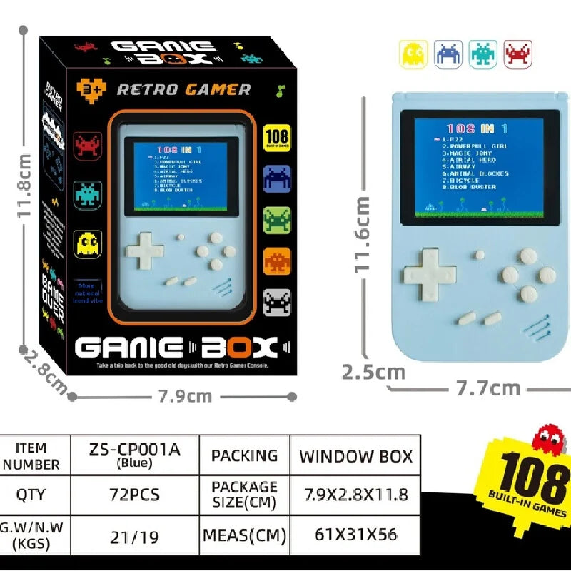 Retroid Style Gamer Mini Pocket Gaming Device 108 In 1 Built‑In Games Color Screen Portable Retro Video Game Player For Adults