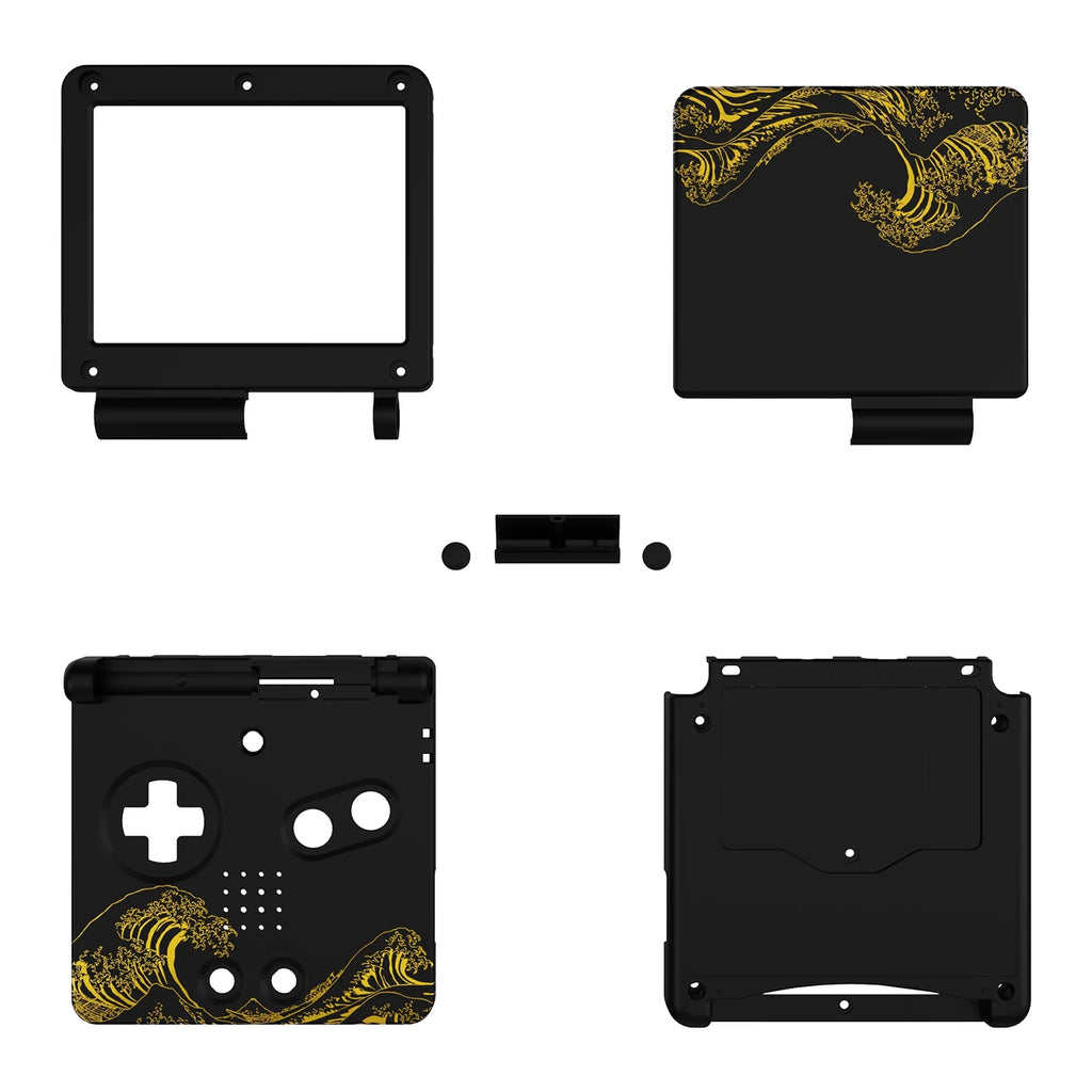eXtremeRate GBA SP Shell - Golden Great Wave Off Kanagawa, Black