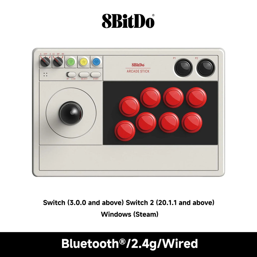 8BitDo Arcade Stick Tri-mode Bluetooth 2.4G USB-C Wired 8 Buttons Fighting Joystick Controller Macro Turbo Rechargeable Ultimate
