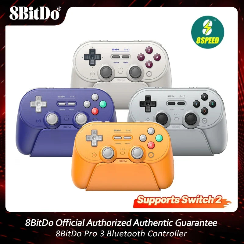 8BitDo Pro 3 Bluetooth Controller for Switch 1/2, TMR Sticks