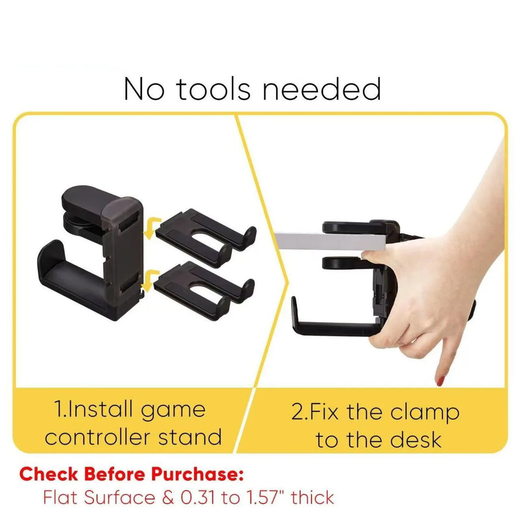 3-in-1 Headset & Controller Stand W/ Adjustable Clamp, Rotating Arm & Cable Management. Gaming Headphone & Controller Holder