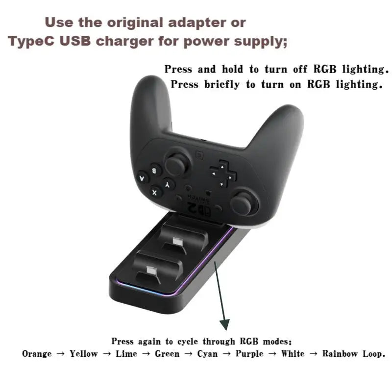 AOLION For Switch 2 Pro Controller Charging Stand Type C Multi in One Switch2 Joycon Controller Charging Stand