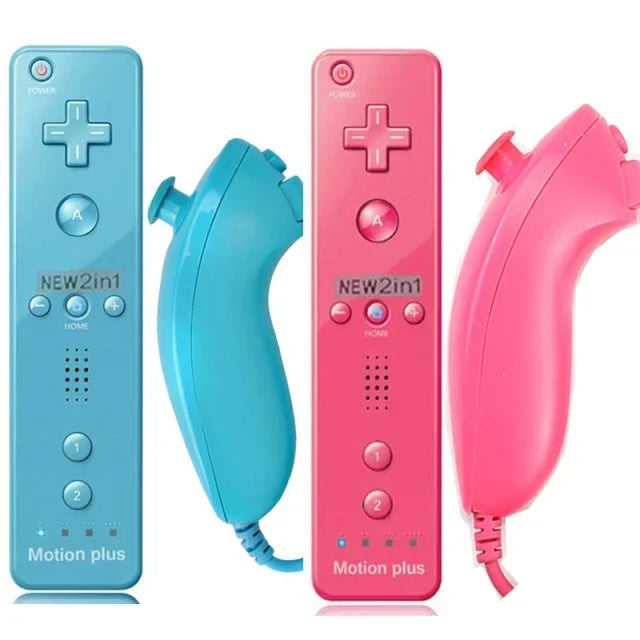 2 in 1 For Nintendo Wii Controller Set Optional Motion Plus Joystick Wireless Remote Gamepad with Silicone Case Video Game