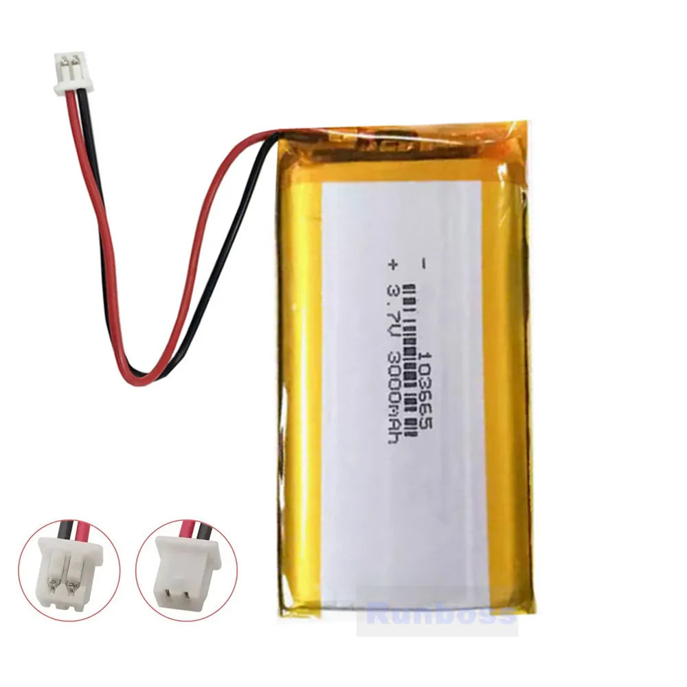 10PCS 103665 With JST 1.25mm Plug Li-Polymer Battery 3.7V 3000mAh For Open Source Console Miyoo Mini Plus Game Machine Battery