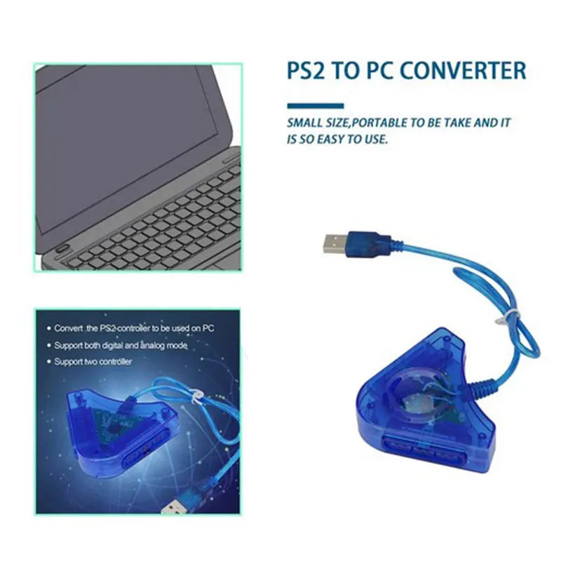 Dual Player USB Converter for PS2 Controller to PC