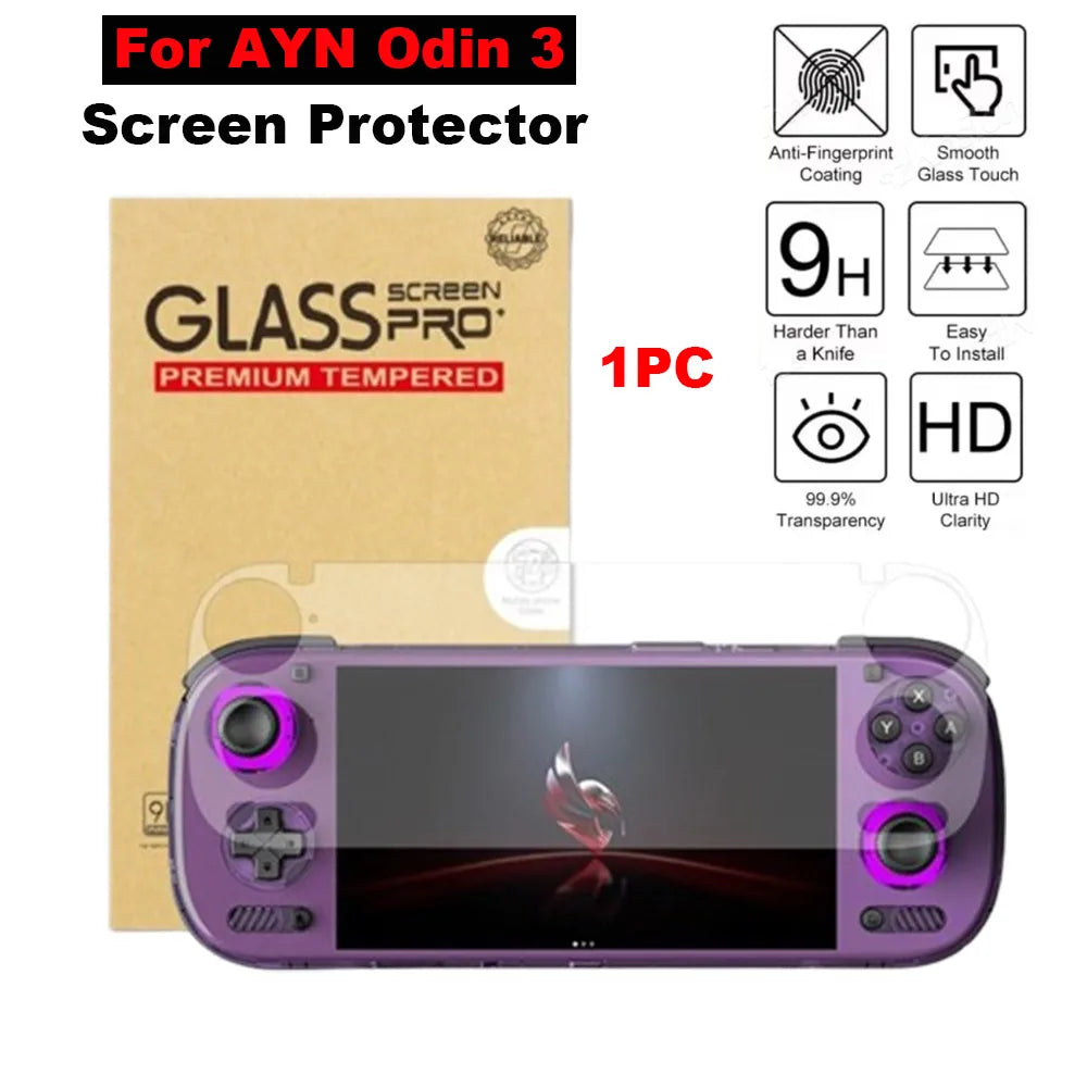 1 Pc 9H Tempered Glass Screen Protector for AYN Odin 3 Game Console Ultra-Clear Anti-Scratch for Odin3 Gaming Accessories