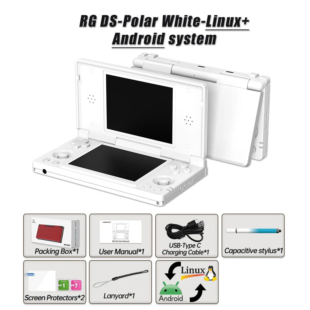 ANBERNIC RG DS Handheld Game Console RK3568 64-bit 4" IPS Multi-touch Screen Android 4000mAh Dual-screen Flip Video Games Player