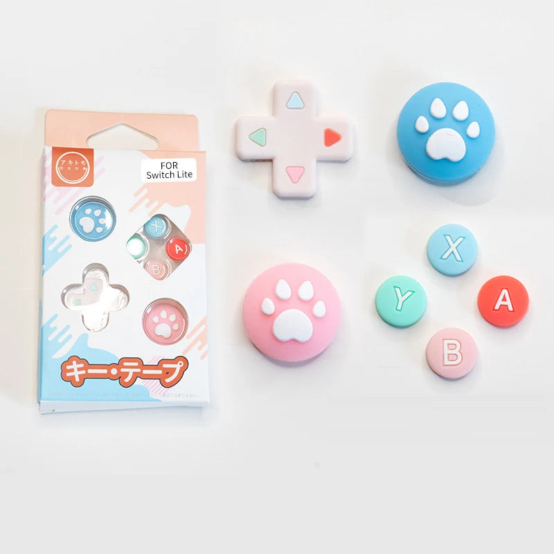 Silicone Soft D-pad Cross Direction Button ABXY Key Sticker Skin Case For Switch Lite Thumb Stick Grip Cap Cover Protector